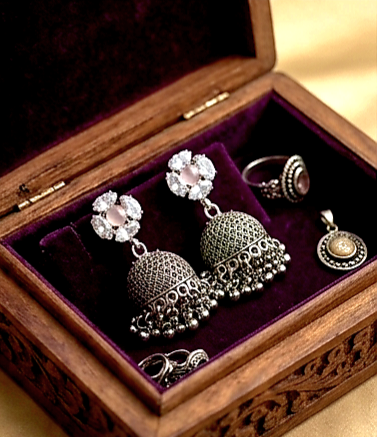 Crystal Stud Jhumka Earrings