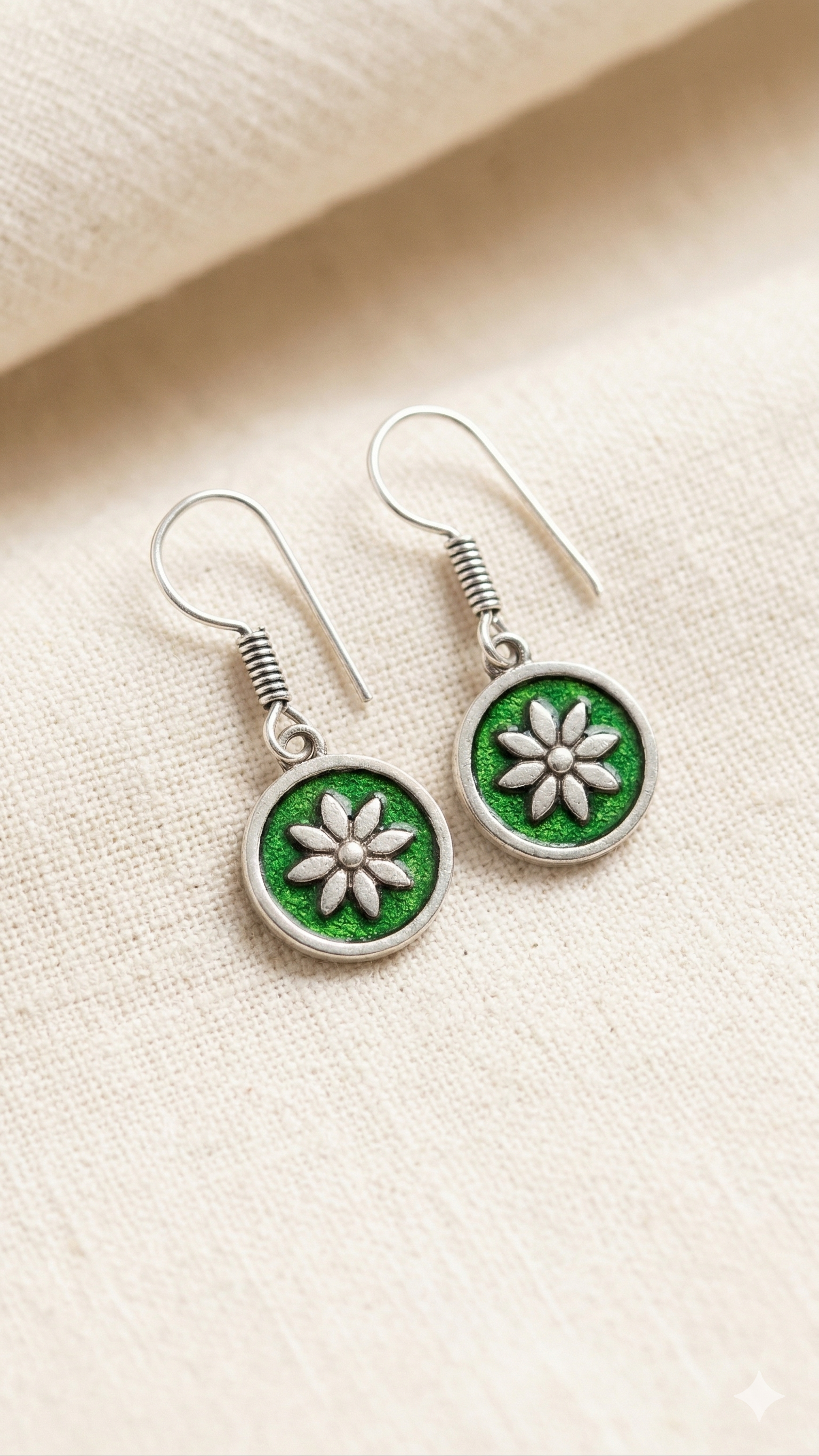 Green Floral Stud Earrings