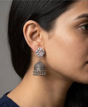 Crystal Stud Jhumka Earrings
