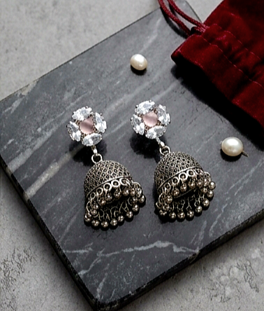 Crystal Stud Jhumka Earrings
