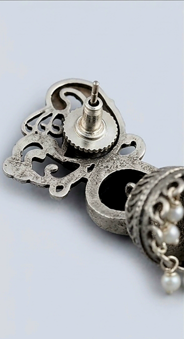 Black Stone Jhumka Earrings
